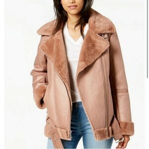 NWOT - BCBGeneration blush- mauve Aviator sherling jacket